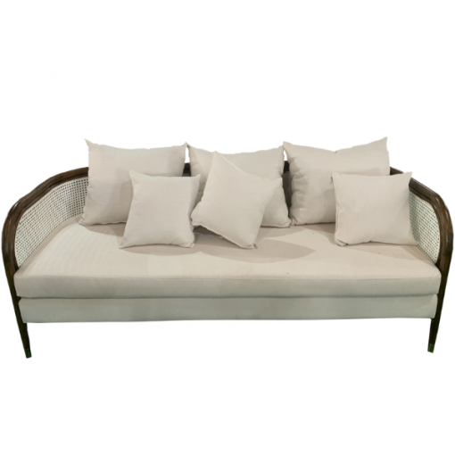 Bộ Sofa Rattan - Gỗ tần bì đệm màu trắng kem - Hình ảnh 3