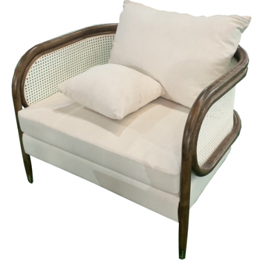 Bộ Sofa Rattan - Gỗ tần bì đệm màu trắng kem - Hình ảnh 4