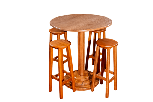 Bộ bàn tròn gỗ Oak kèm ghế bar gỗ Oak - Hình ảnh 6