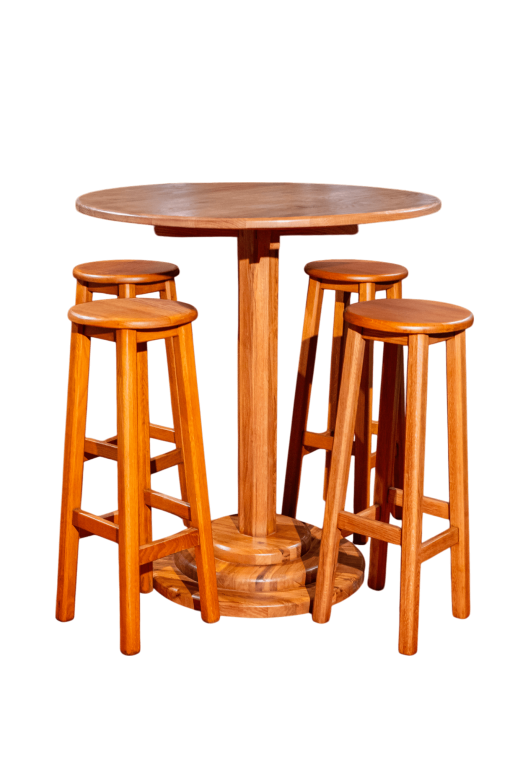 Bộ bàn tròn gỗ Oak kèm ghế bar gỗ Oak - Hình ảnh 5
