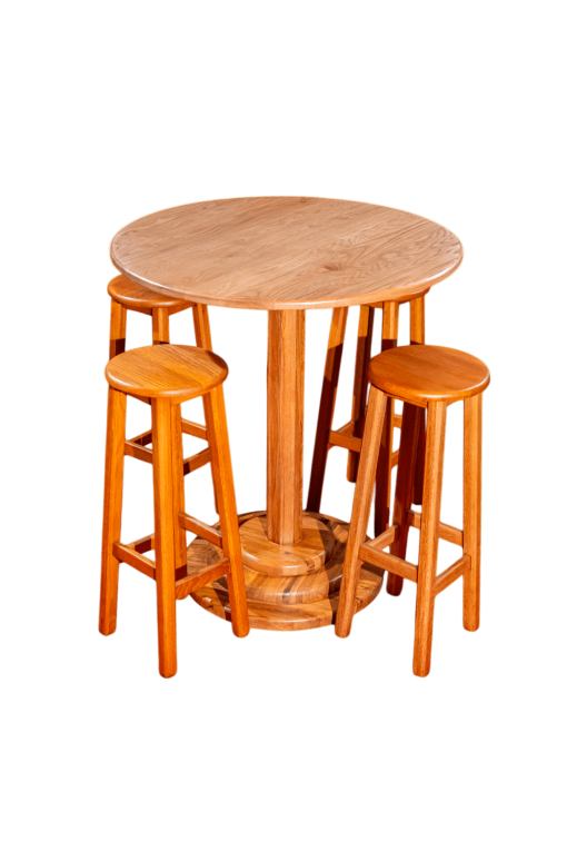 Bộ bàn tròn gỗ Oak kèm ghế bar gỗ Oak