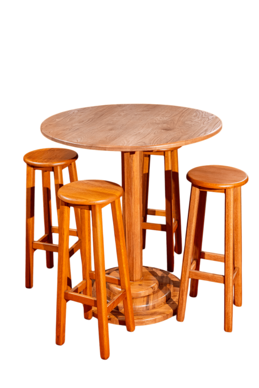 Bộ bàn tròn gỗ Oak kèm ghế bar gỗ Oak - Hình ảnh 2