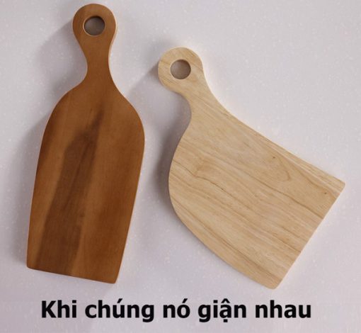 Đôi thớt uyên ương - Gỗ cao su và gỗ tràm - Hình ảnh 4